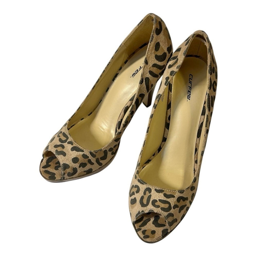 Curfew Leopard Print Peep Toe Heels. Size 8 - Picture 2 of 8